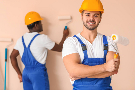 商业 颜色 工人 工作 男人 制服 建设者 修理 更新 房间