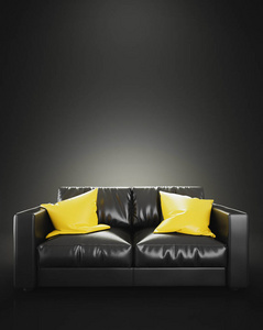 现代沙发。豪华现代客厅，3d渲染插图