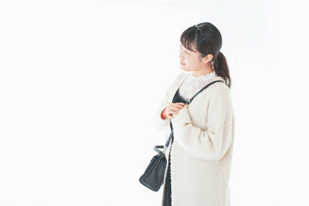 漂亮的 日本 手提包 健康 外套 可爱的 日本人 成人 肖像