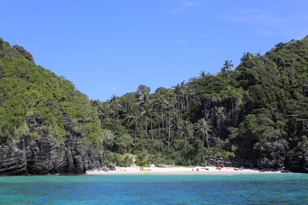 泻湖 安达曼 美丽的 风景 自然 棕榈 悬崖 小山 夏天