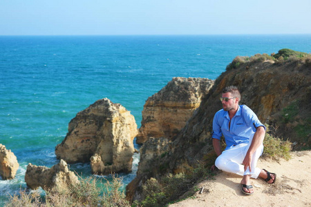 young men at vacation in the Algarve Portugal, vacation at the A