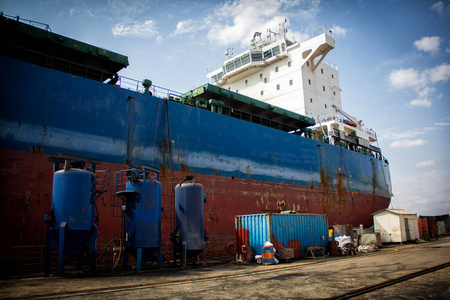 起重机 加载 油轮 码头 仓库 贸易 航运 物流 技术 行业