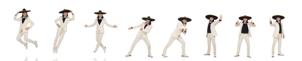 有趣的墨西哥西服和白色隔离帽图片