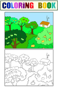 果园素描图片