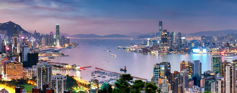 大都市 建筑 香港 中心 日出 城市 港湾 天际线 天空