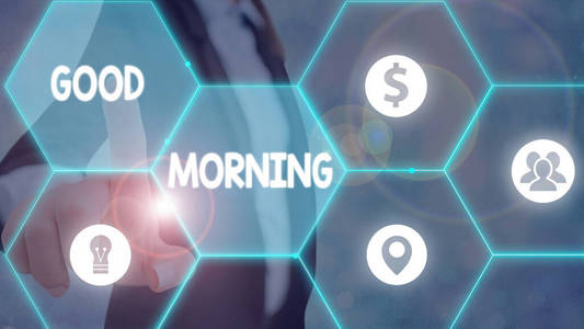 概念照片,表达早上见面或离别时的美好祝愿.照片