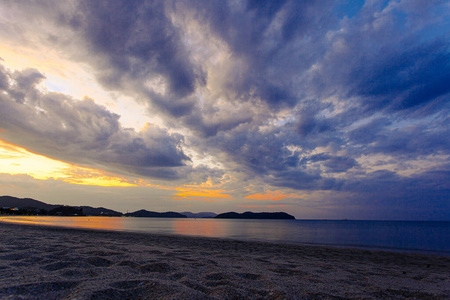 日出 粉红色 颜色 自然 岑南 美丽的 海岸线 夏天 傍晚