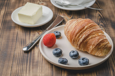咖啡馆 烹饪 蓝莓 食物 牛角面包 奶精 面包店 早晨 法国人