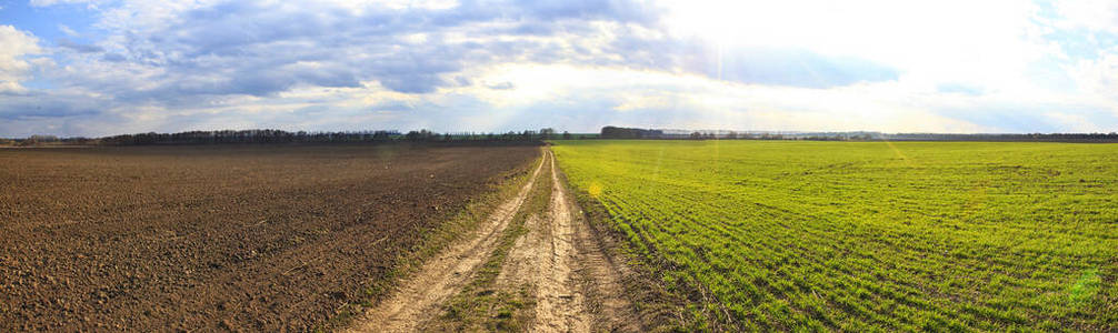 全景 日出 小山 宽的 天空 车道 环境 农业 地平线 场景