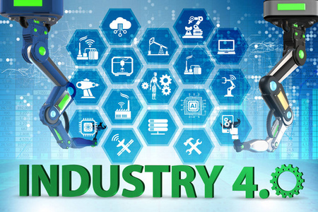 具有不同阶段的工业4.0概念-3d渲染照片