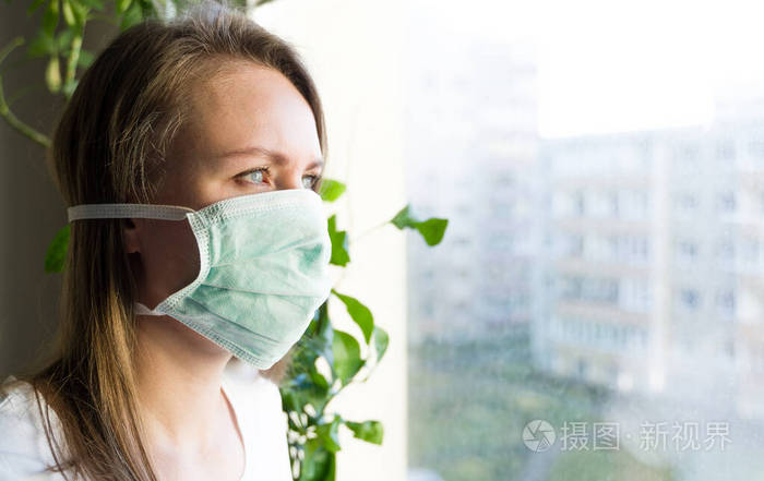 孤独的 面具 照顾 安全 自己 女人 冠状病毒 非典 害怕