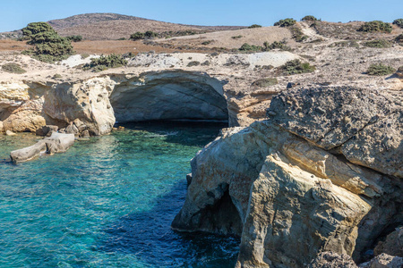 自然 洞穴 悬崖 希腊 假期 海滩 海洋 岩石 米洛斯 假日