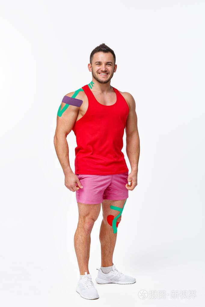 运动学录音运动学病人膝盖和肩膀上的胶带