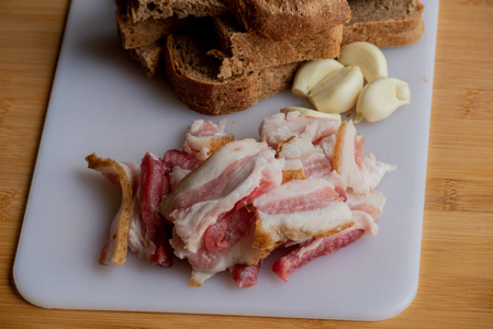 烹饪 美味的 切片 特写镜头 美食家 猪油 猪肉 三明治