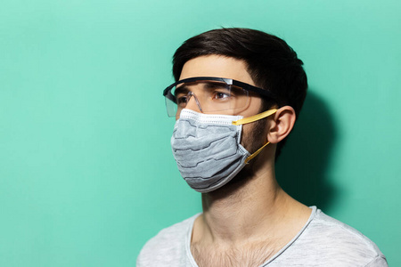 男人 病人 面具 空气 肖像 疾病 感染 保护 预防 医生