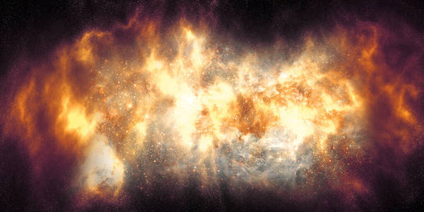 太空中美丽的星系。人性的爆发。