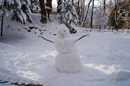 风景 幸福 天气 美丽的 雪人 冬日 冷冰冰的 假日 冰冷的
