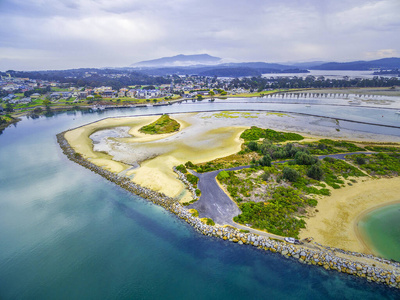 无人机 旅行 海岸线 新南威尔士州 海洋 防波堤 岩石 全景图