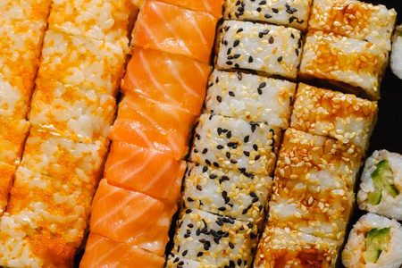三文鱼 午餐 寿司 餐厅 日本 开胃菜 菜单 美味的 收集