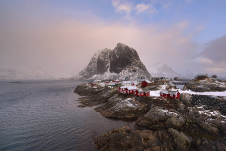 房子 海岸 美丽的 风景 斯堪的纳维亚 挪威语 海洋 旅行