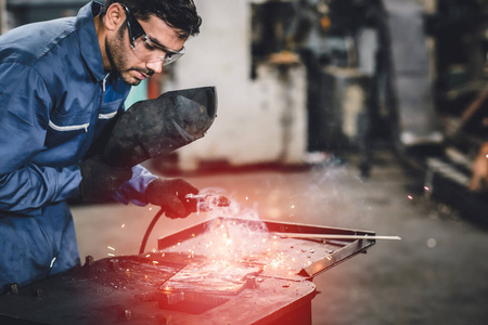 冶金 安全 焊接 头盔 焊接工 车间 劳动 工人 面对 技能