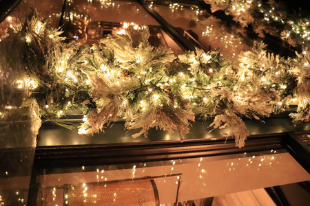 十二月 闪耀 圣诞节 发光 季节 庆祝 松木 冬天 闪烁