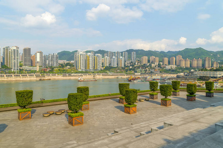 沥青 摩天大楼 广场 道路 重庆 汽车 风景 里程碑 城市