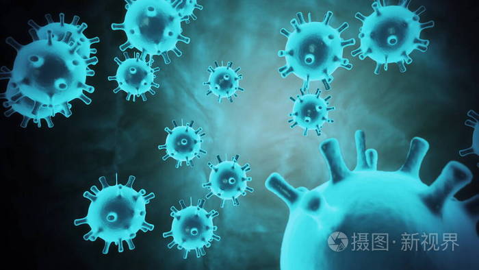 摘要感染血液中冠状病毒2019ncov病原体细胞的3d模型显示为在黑色背景