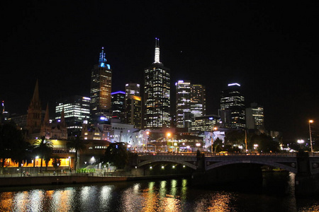 City skyline of Melbourne at night 