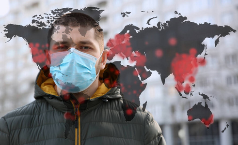 世界 爆发 危险的 肺炎 成人 传播 健康 流感 面具 医学