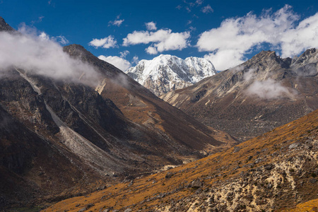 成功 小山 徒步旅行 目的地 成就 尼泊尔 亚洲 风景 冰碛