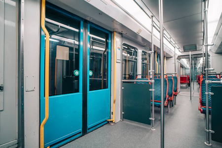 Empty metro train without people due to Coronavirus Covid19, Am