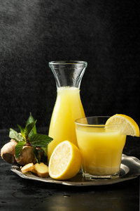 玻璃 清爽 木材 柑橘 果汁 罐子 饮料 水果 甜的 柠檬水
