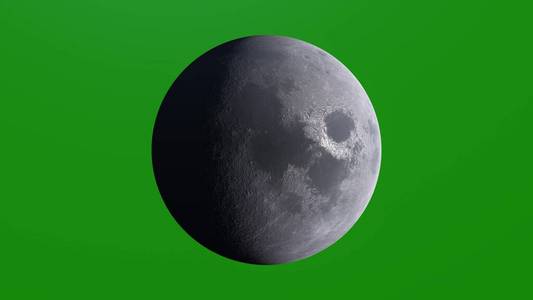 真实的行星月亮,月亮,月球.美丽的纹理和月光在绿色的屏幕上.