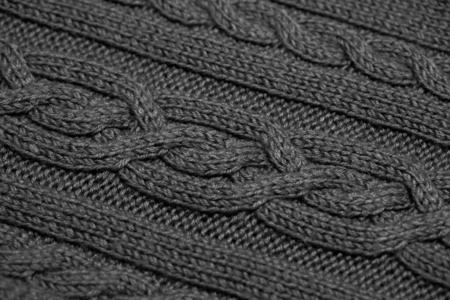 针织羊毛织物背景纹理黑色。装饰。