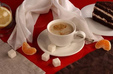 桌子 茶托 毛巾 反射 厨房 水果 晚餐 甜的 奶油