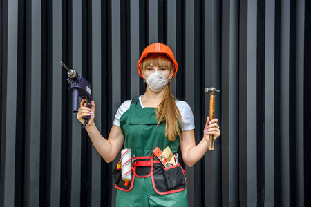 房子 构造器 手套 工具 钻探 职业 制服 训练 铁锤 建设