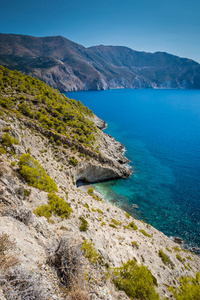 全景图 悬崖 风景 岩石 海湾 旅行 希腊语 天空 旅游业