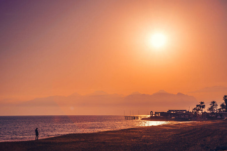 Sun set on the beach. 