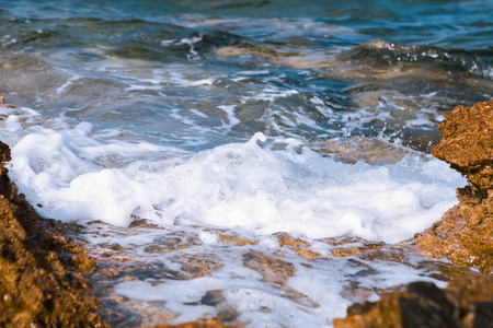 岩石 波动 美女 美丽的 自然 海岸线 夏天 海洋 海滩