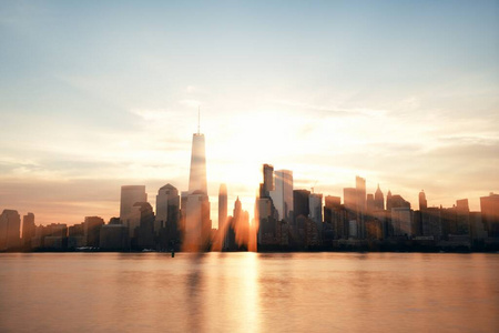 纽约 黄昏 美国 摩天大楼 日落 全景 曼哈顿 全景图 地标