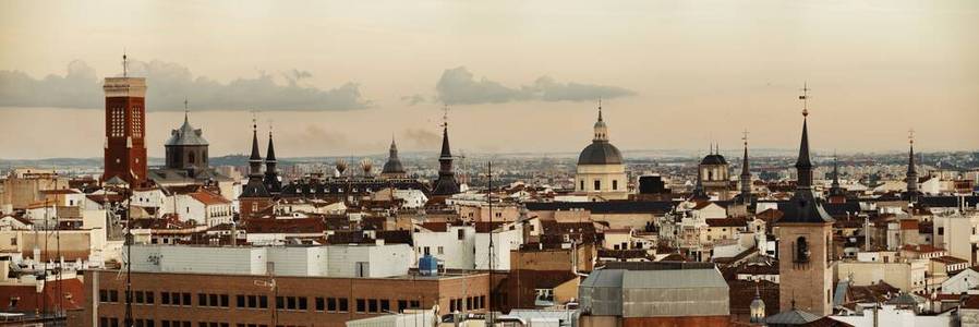 欧洲 大教堂 城市 屋顶 西班牙 地标 全景图 马德里 全景