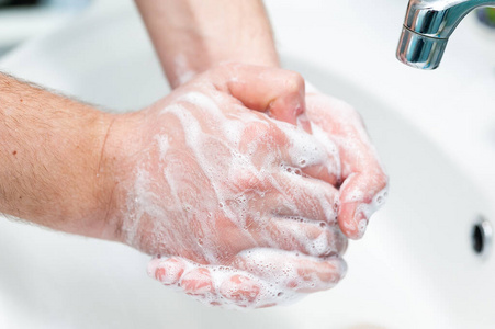 手指 卫生 浴室 泡沫 细菌 肥皂 男人 冠状病毒 清洁