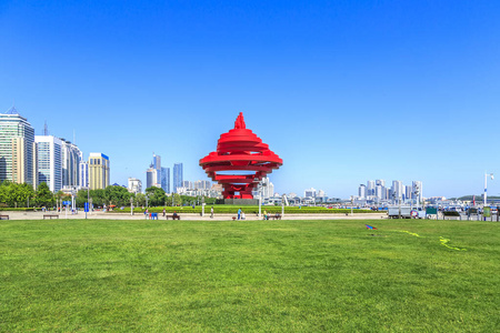 天际线 摩天大楼 码头 经济 木板路 大都市 闲暇 港口