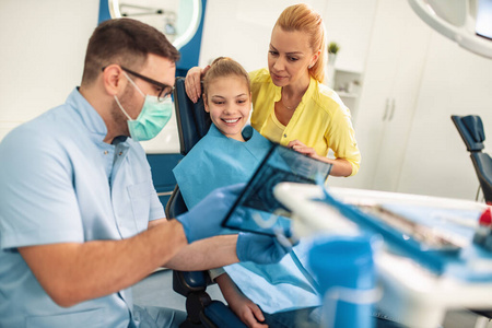 回顾 卫生 照顾 牙科 诊所 牙齿 牙医 白种人 病人 微笑