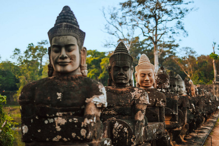 亚洲 旅游业 巴永 雕像 古老的 柬埔寨 佛教徒 纪念碑