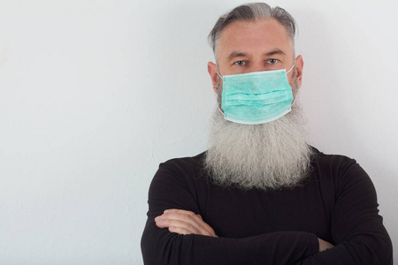 肖像 健康 大流行 男人 预防 发烧 面具 病毒 成熟 感染