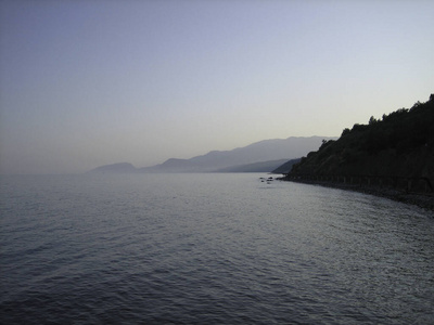 日落 岩石 小山 海景 高的 反射 风景 海湾 全景图 黎明