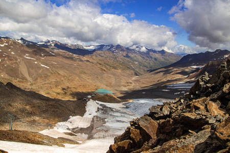 冒险 滑雪 旅行 夏天 岩石 高的 风景 冰川 阿尔卑斯山