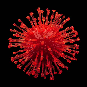 黑底红冠病毒19。三维渲染
